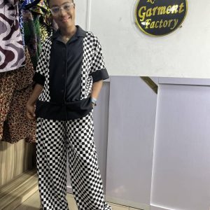 Checked and black two pieces