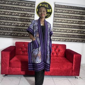 Adire and Asoke knee length Kimono