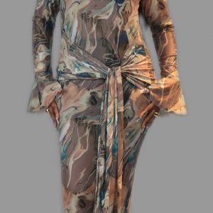 MAYA Mesh Dress Brown