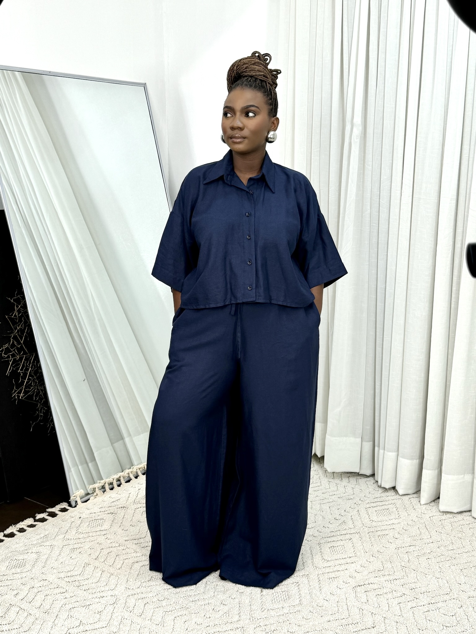 Anaca Trouser Set Navy Blue